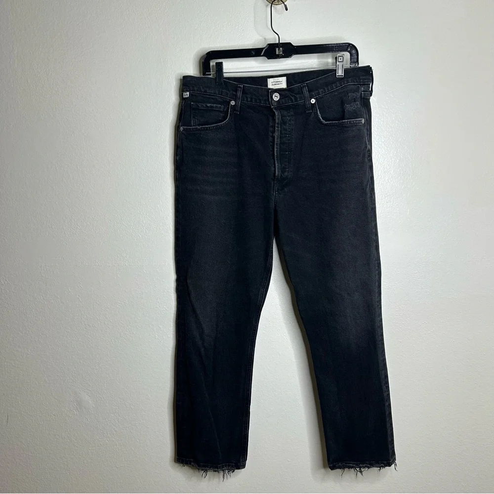 Citizens of Humanity Premium Vintage Black Jolene Distressed Denim Straight Leg